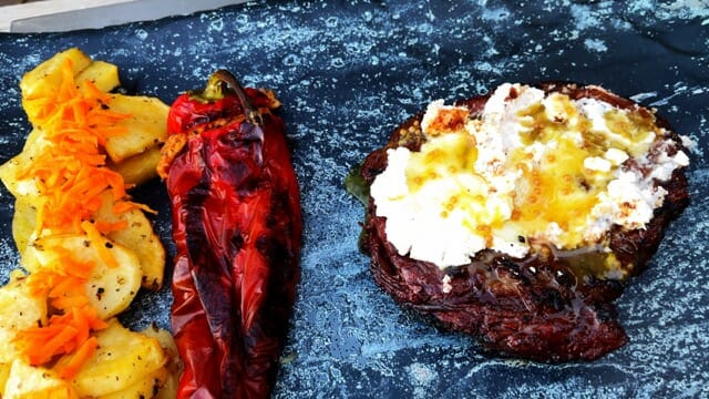 Ribeye Steak with Goat Cheese and Honey Mustard Lemon Sauce
