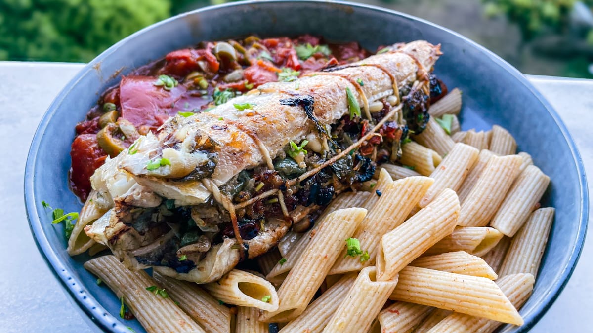 Sicilian-Style Stuffed Cod (Alla Ghiotta), Baked in a Pizza Oven