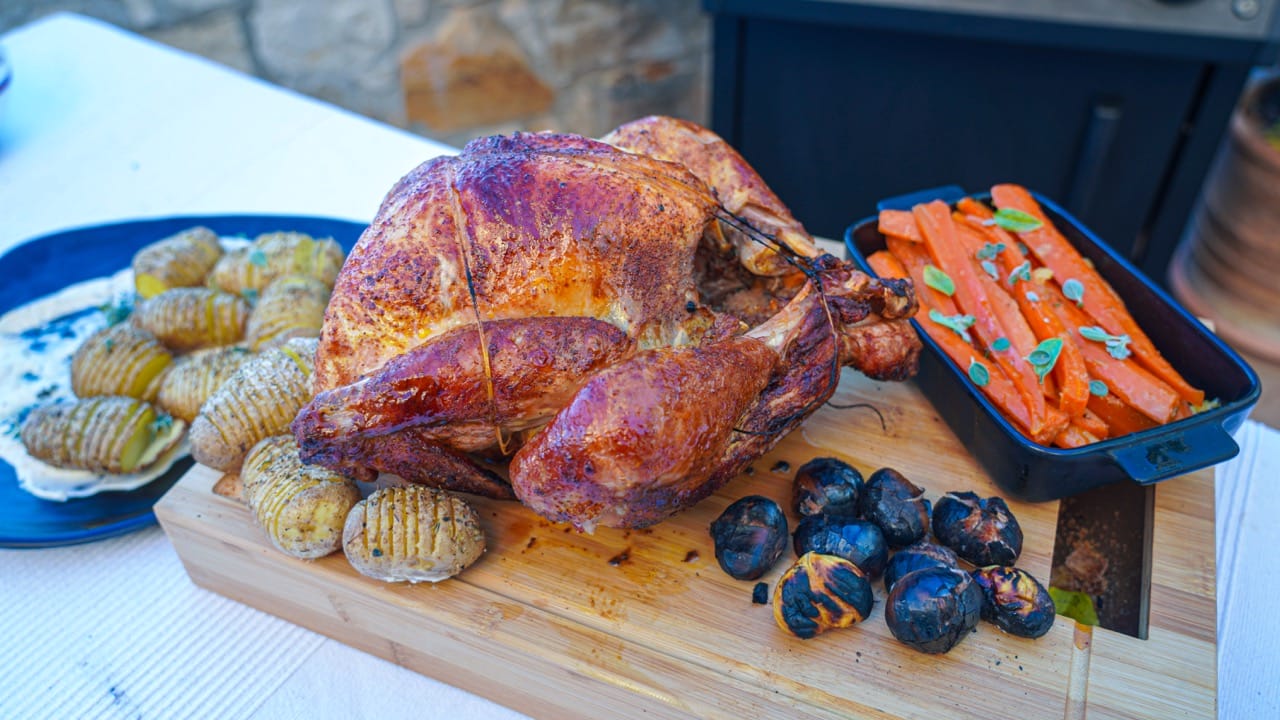 Spit-Roasted Stuffed Turkey