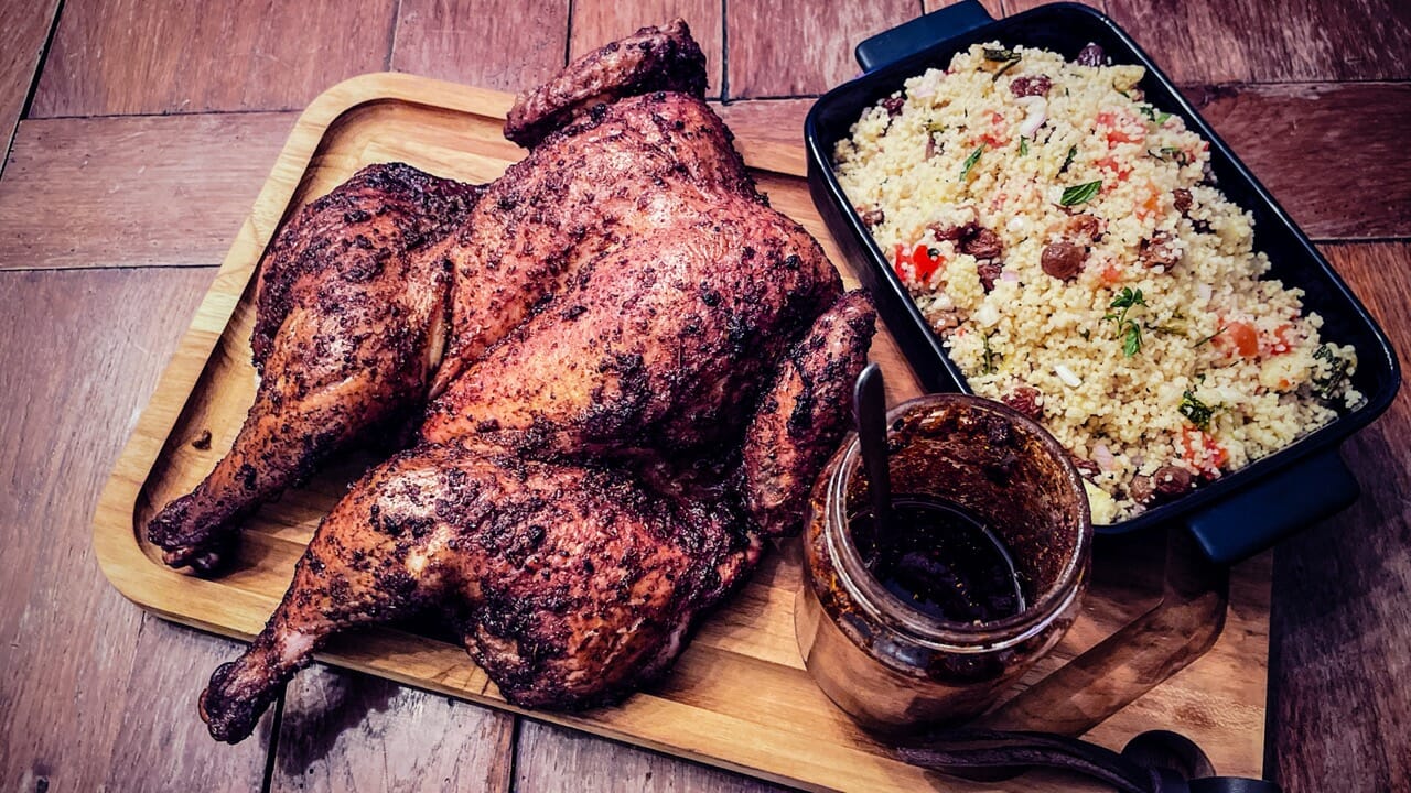 Smoked BBQ Chicken with Homemade Harissa