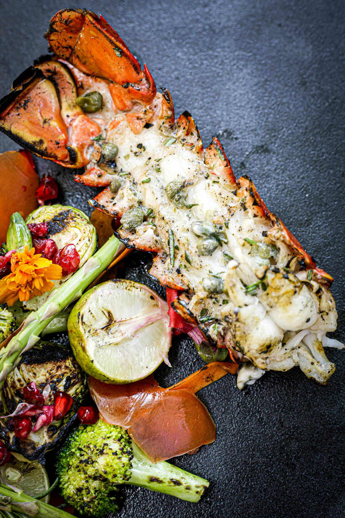Grilled Lobster Tail with Caper Butter